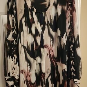 Jennifer Lopez Abstract Black and Pink Blouse